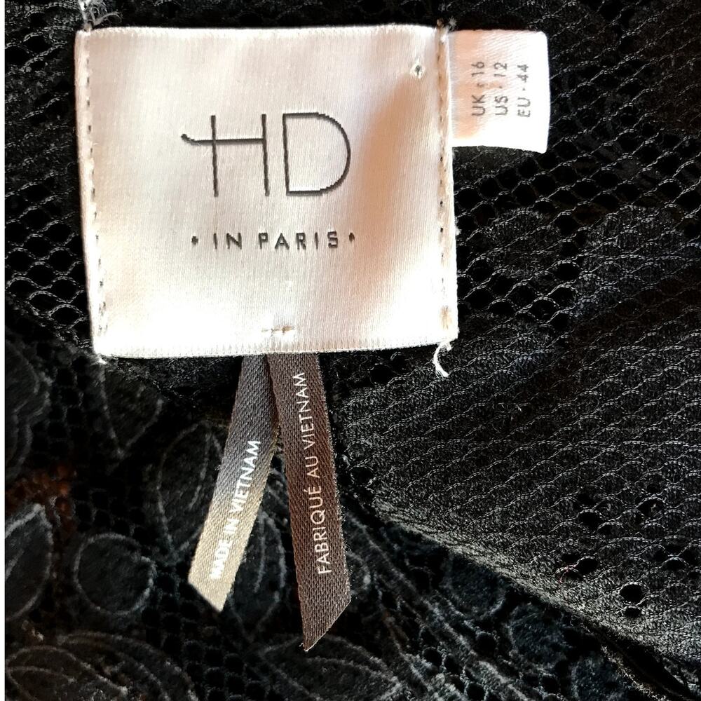 HD in Paris Mesh Popover Blouse with Lacey Pattern Overlay size 12 - Picture 3 of 12